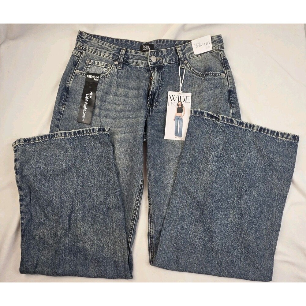NWT Simple Society Low Rise Wide Leg Jeans Light Weight Denim Sz 7/28